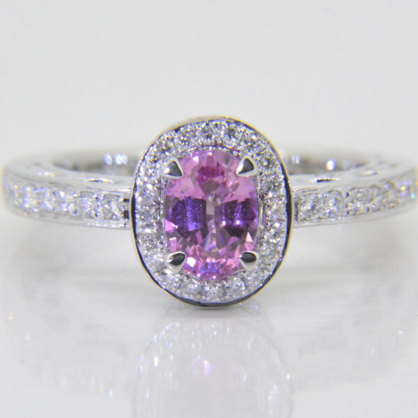 Pink sapphire diamond ring for sale uk