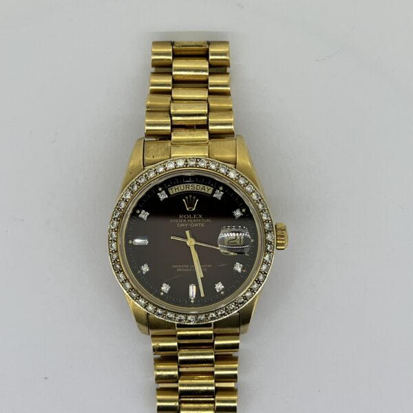 Rolex gold diamond calendar wristwatch