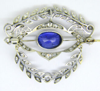sapphire diamond brooch reverse