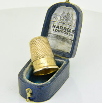 Victorian gold thimble in Harrods case