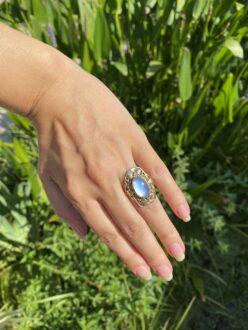 Arts and Crafts style moonstone ring