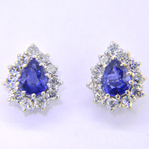 18ct sapphire diamond pear-shaped ear-studs for sale uk