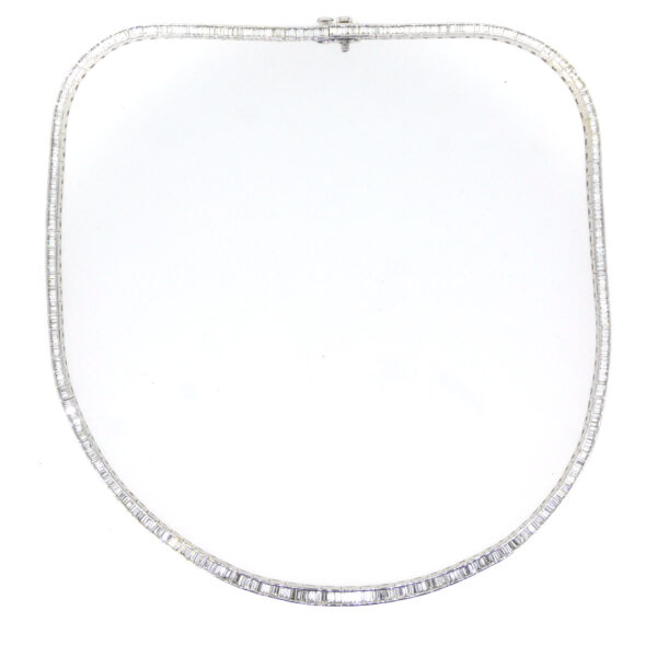 Baguette diamond rivière collar necklace Jethro Marles