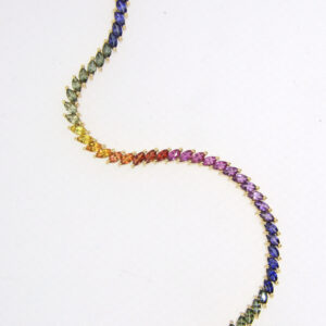 Gold and rainbow tourmaline tennis bracelet for sale uk