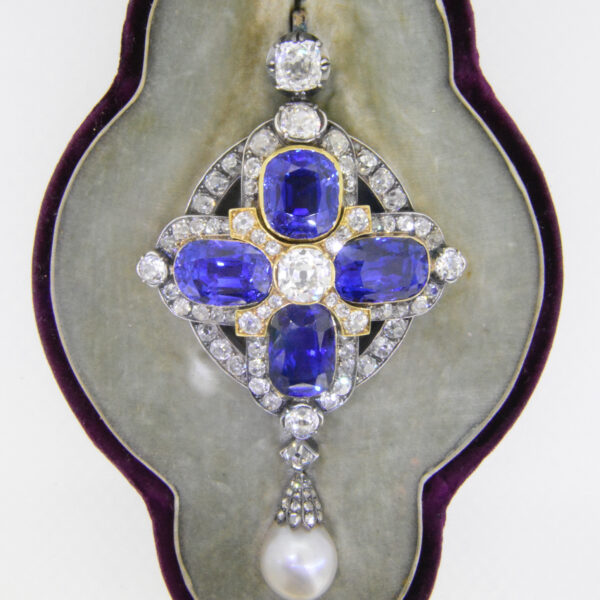 Sapphire and diamond pendant Jethro Marles