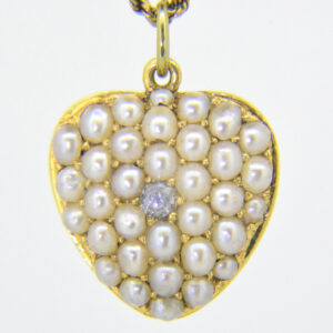 Antique gold, pearl and diamond heart pendant for sale uk