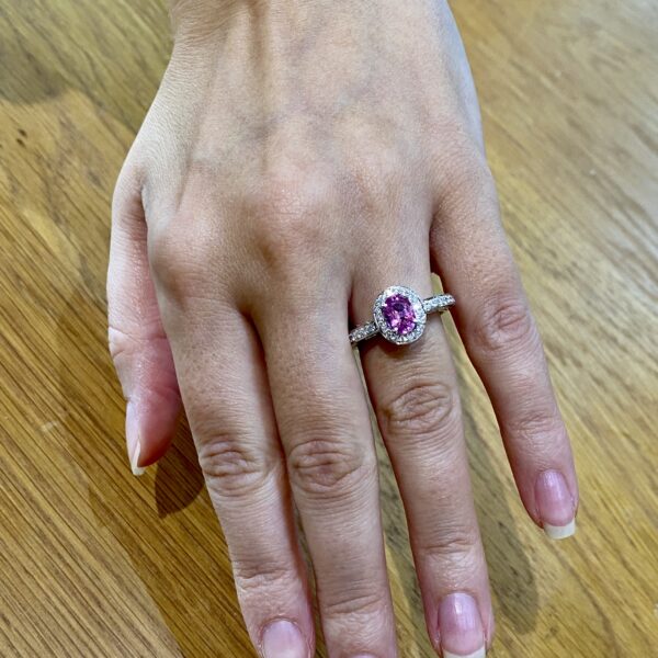 Pink sapphire diamond ring for sale uk