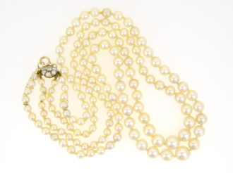 Graduated cultured pearl two-string necklace