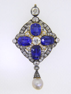 Sapphire and diamond pendant Jethro Marles