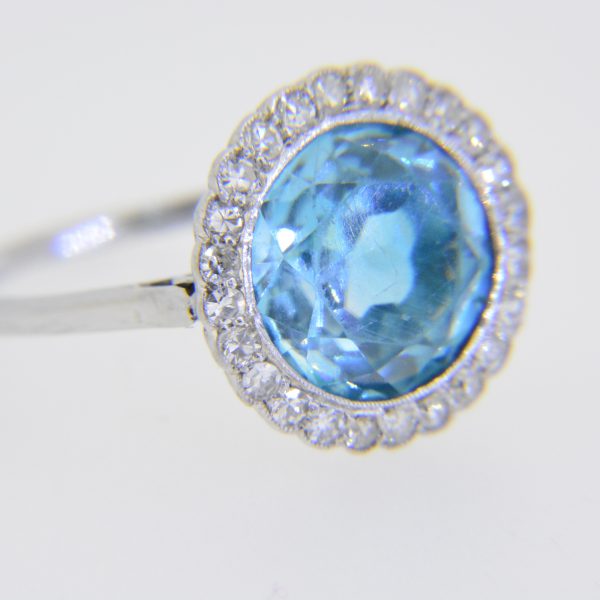 circular blue zircon diamond ring