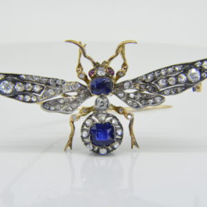 sapphire diamond bee brooch