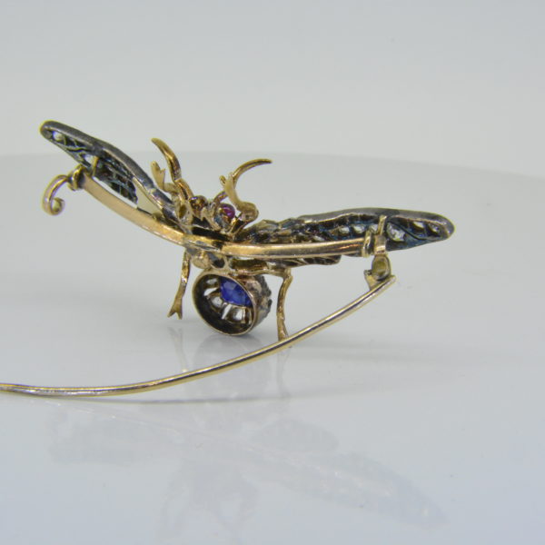 sapphire diamond bee brooch