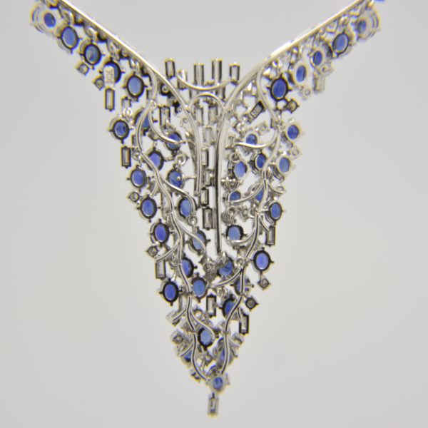 Sapphire & diamond articulated collar necklace