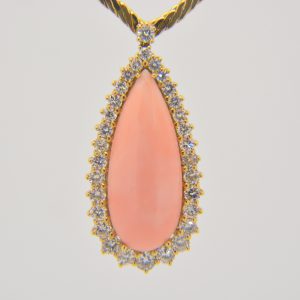 'Angel-skin' coral,diamond necklace