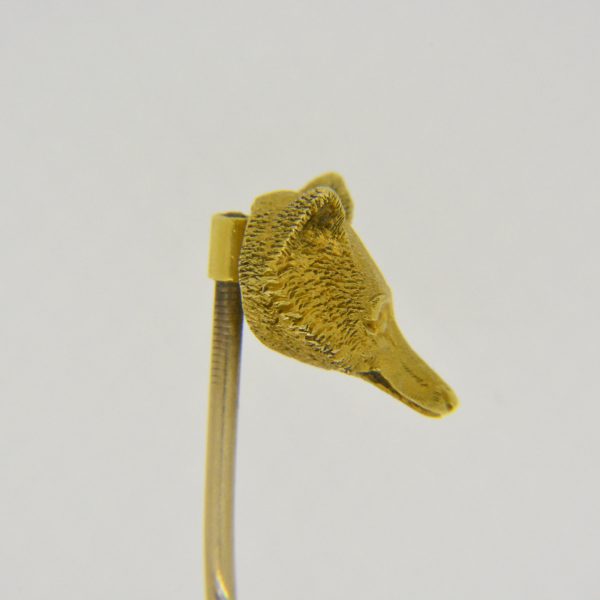 19th century gold fox stick pin