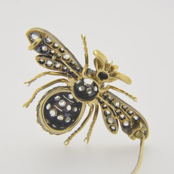 rose diamond bee brooch