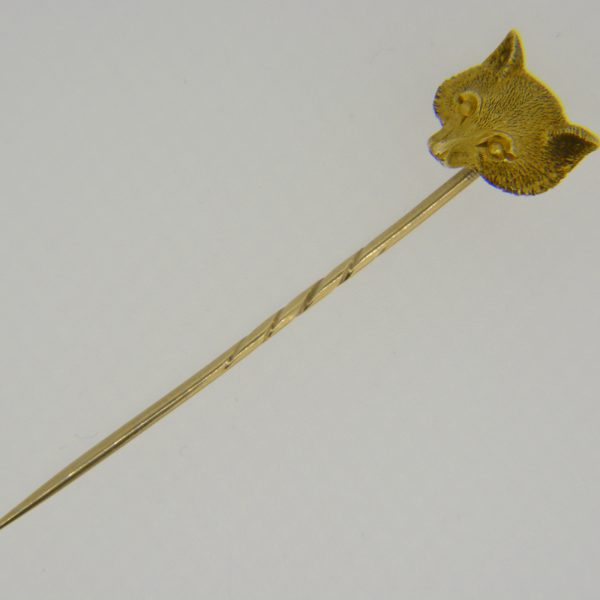19th century gold fox stick pin