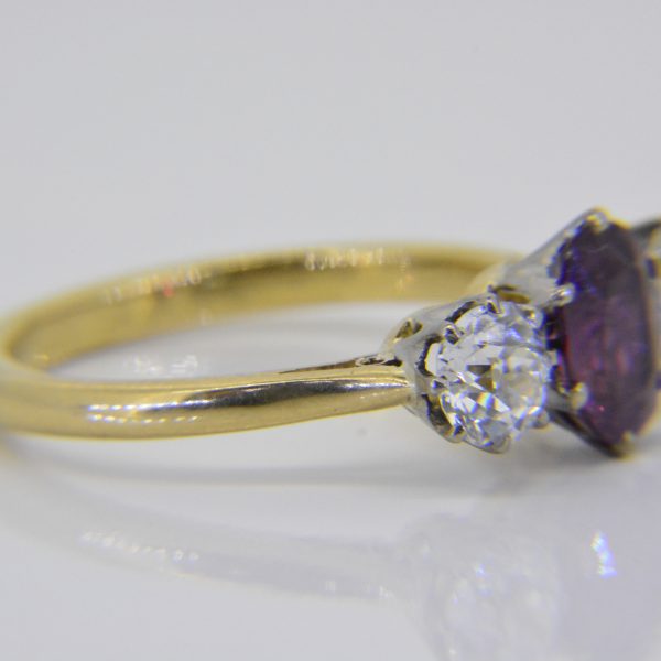 pink sapphire diamond 3 stone ring