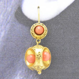 Victorian gold,coral earrings