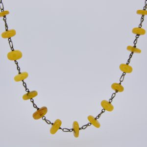Amber bead, polish silver, necklace