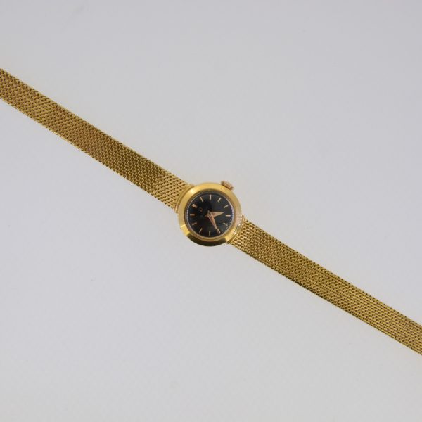 ladys 18ct omega black dial wristwatch