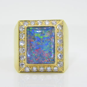 Gentleman's opal diamond ring