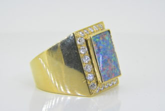 Gentleman's opal diamond ring