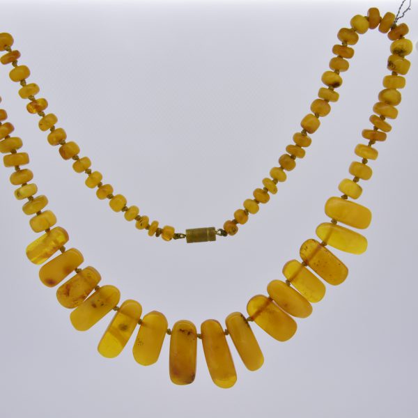 Amber bead and flat panel necklace