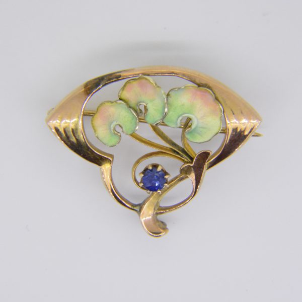 Art nouveau enamel brooch