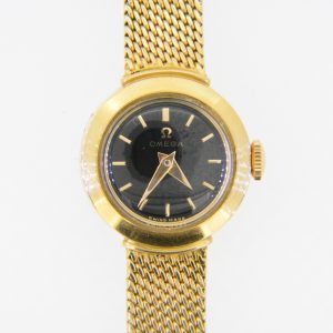 ladys 18ct omega black dial wristwatch