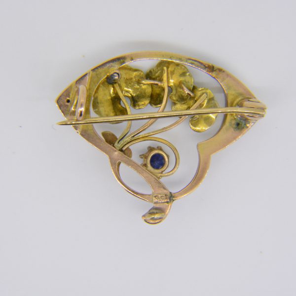 Art nouveau enamel brooch
