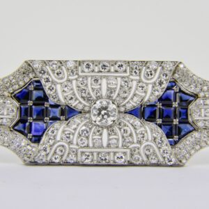 Diamond and sapphire plaque brooch Jethro Marles
