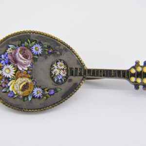 Italian micro mosaic mandolin brooch