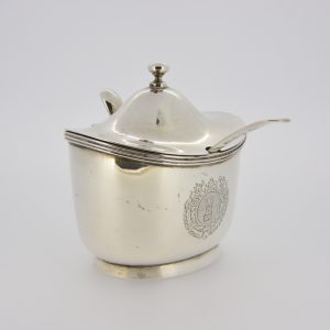 Edwardian silver mustard pot with spoon