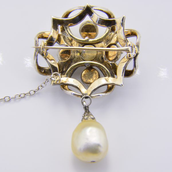 Buy a natural pearl & rose diamond brooch for sale by auction