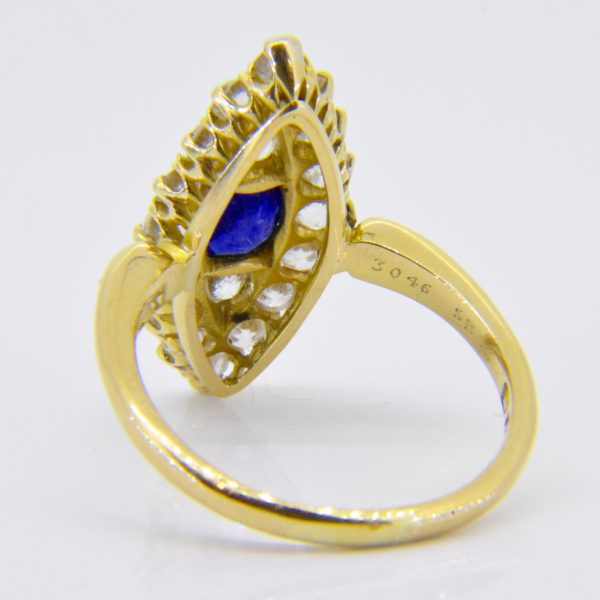 Vintage sapphire & diamond marquise cluster ring 1892