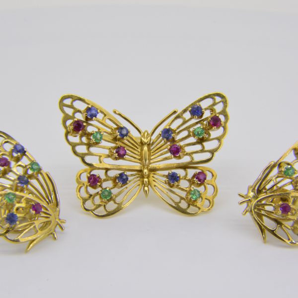 Butterfly brooch & earrings