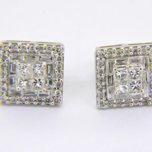 Diamond square cluster earrings Jethro Marles