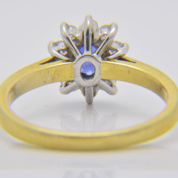 Sapphire & diamond oval cluster ring