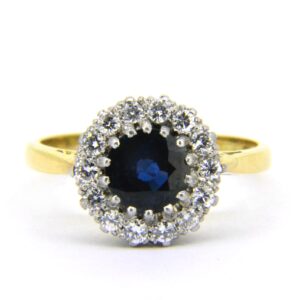 Sapphire and diamond cluster ring Jethro Marles