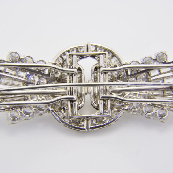 Art deco diamond double clip brooch