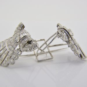 Art deco diamond brooch | Double clip brooch | Jethro Marles