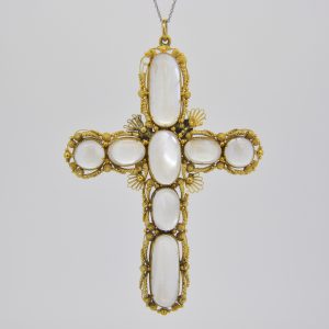 antique gold and moonstone pendant cross.