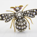 Rose diamond bee brooch