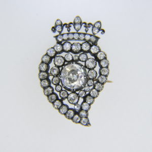 19th century diamond heart brooch