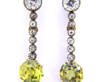 Yellow sphene and diamond drop earrings with Jethro Marles