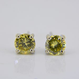1.51ct fancy yellow diamond studs