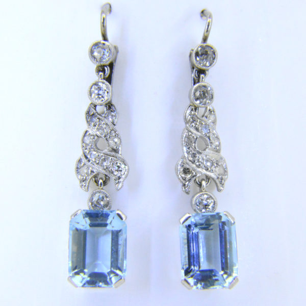 Aquamarine diamond drop earrings - Jethro Marles