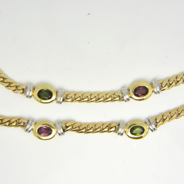 Coloured gem necklace and bracelet