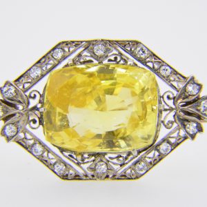 Yellow sapphire & diamond brooch